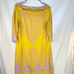 New York & Company Yellow and Pink Medium Shift Dress